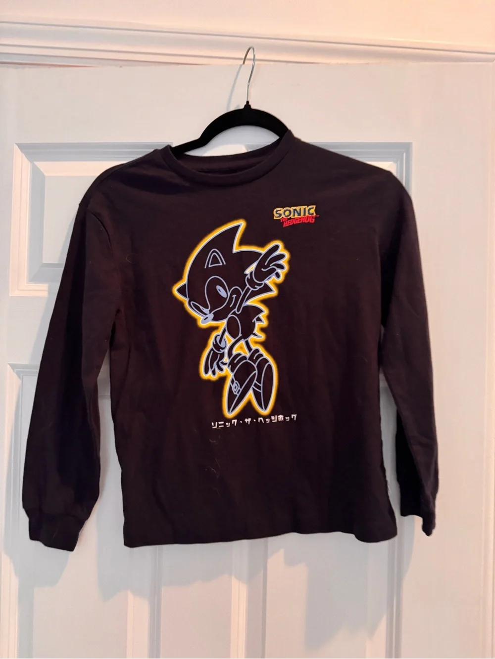 GAP Black Sonic the Hedgehog Long Sleeve Tee with Yellow Accent